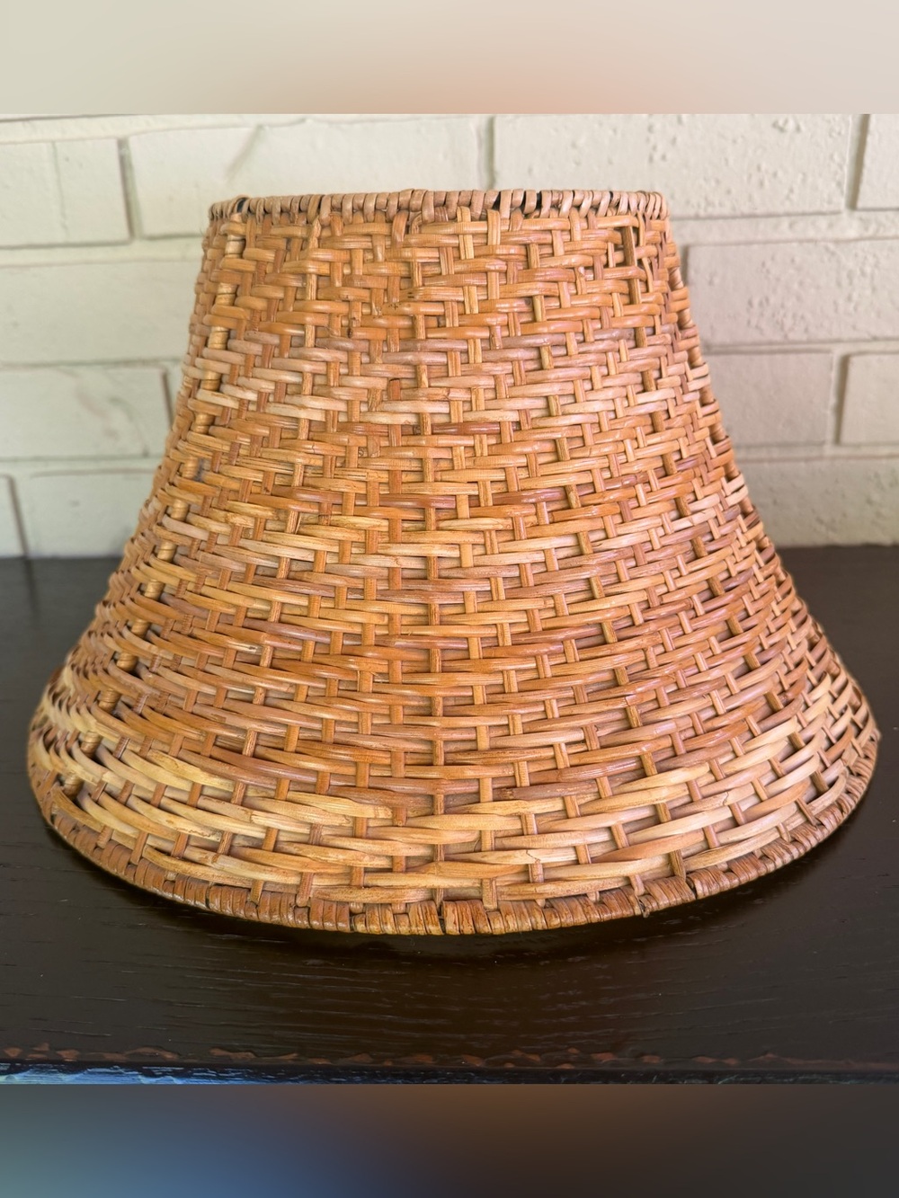 Vintage Wicker Rattan Lamp Shade Coastal Boho Tropical Basket Weave Large
